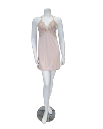 Fleur't 6022 Champagne/Gold Lace Back Modal Chemise MYSELFLINGERIE.COM